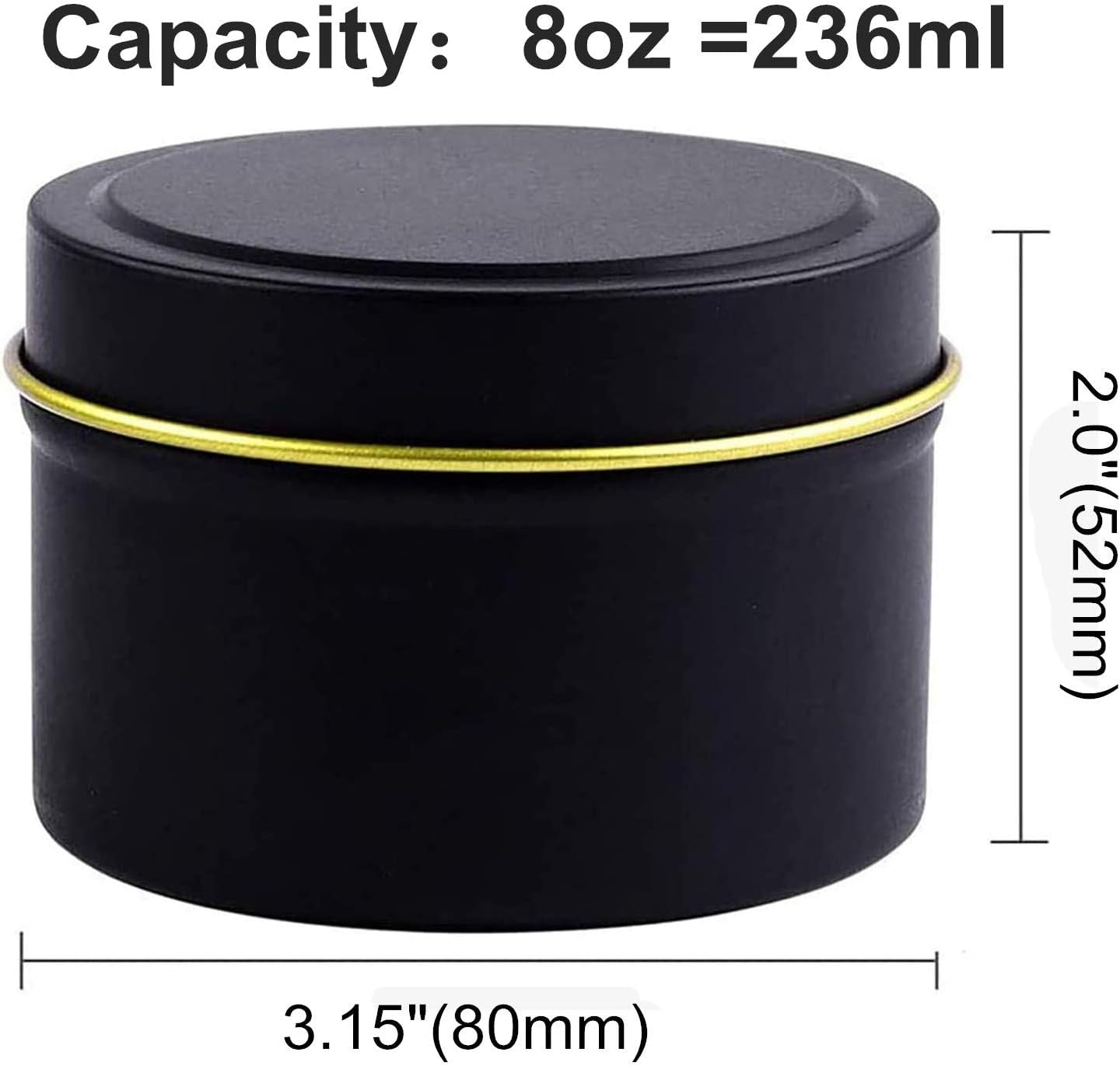 24 Pack 8Oz Candle Tins,Black Candle Tins for Making Candles Bulk,8 Oz Candle Jars,Tin Jars for Candle Making,Metal Tin Jars (BLACK)