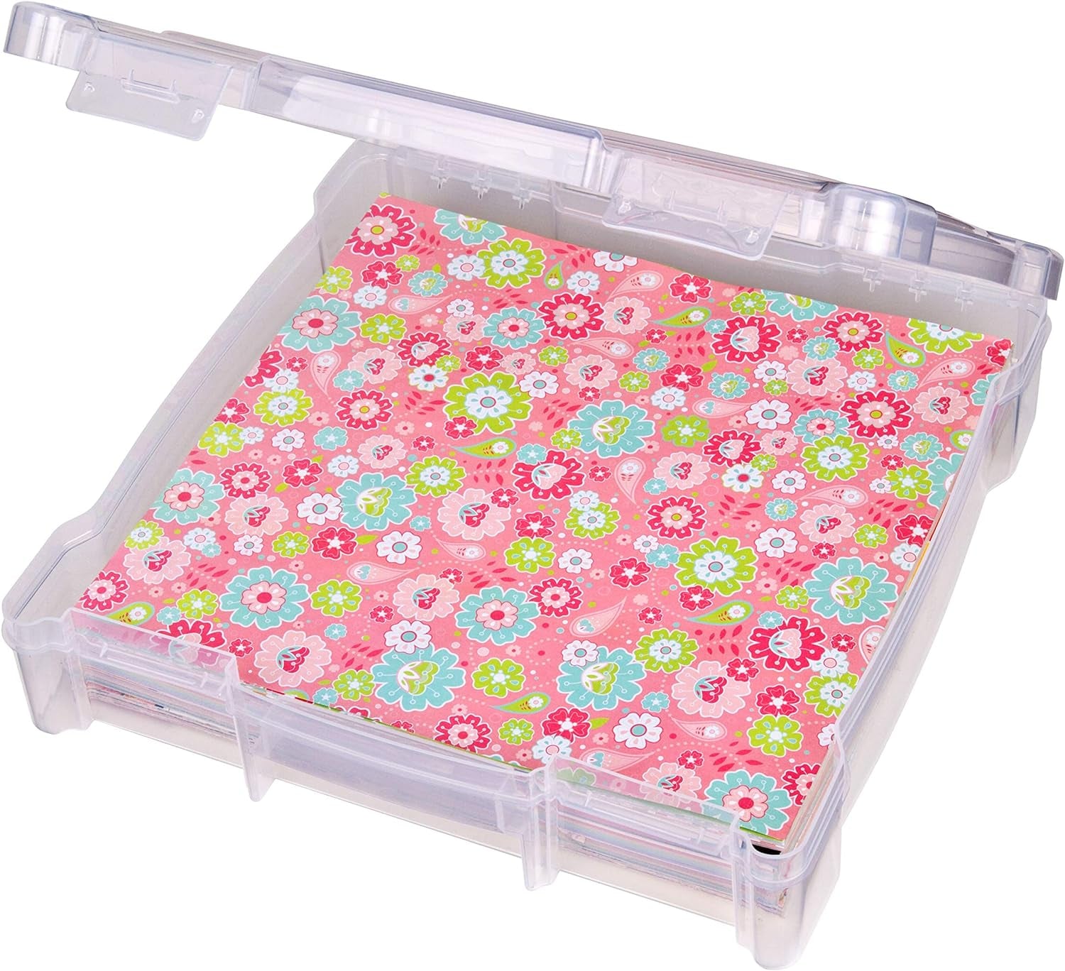 6912AB Essentials One-Compartment 12" X 12" Box, Art &amp; Craft Organizer, [1] Plastic Storage Case, Clear, 14.125" X 13.625" X 3"