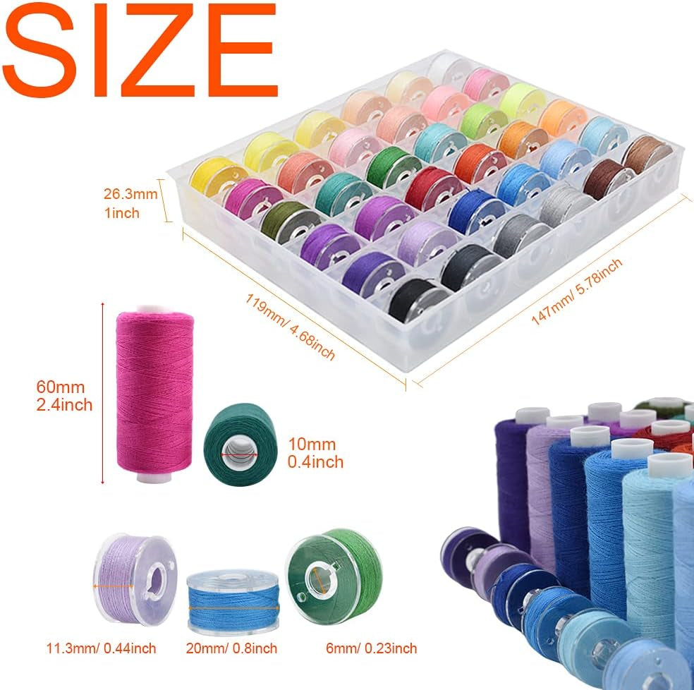 72Pcs 36 Colors Prewound Bobbins and Thread Spools for Hand &amp; Machine Sewing, Emergency and Travel, DIY and Home, 36 Colors 400 Yards per Polyester Thread Spools