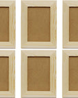 Pack of 6 - Unfinished Solid Pine Wood Picture Frames for Arts & Crafts, DIY Painting Project - Stand or Hang on the Wall - (8X6 Frame Size Holds 6X4 Pictures) for Adults and Kids Craft