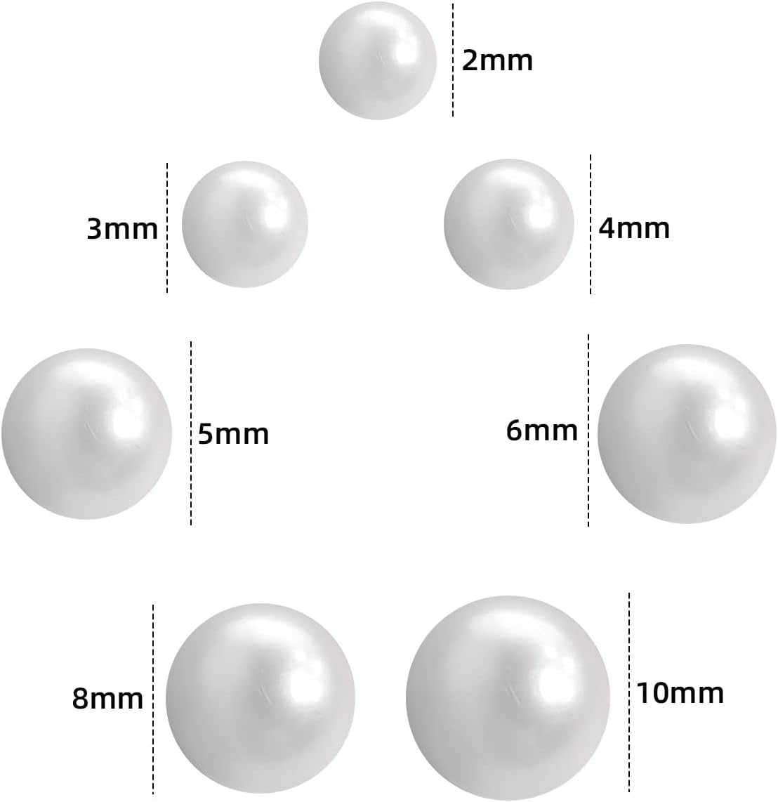 5600 Pieces Half Pearl Beads for Crafting Flatback Crafts Pearls for Nail Art Craft DIY Scrapbooking Jewelry Making Makeup Phone Shoes White Pearls Gems Half round Flat Back Pearls (2/3/4/5/6/8/10Mm)