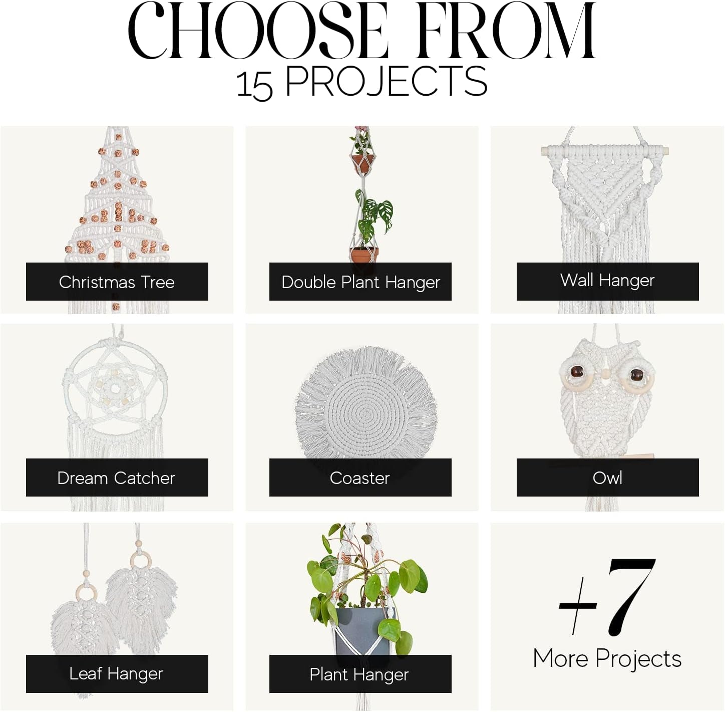 Macrame Kit for Beginners 153Pc, 15 Projects Book, 164Yd Cotton Macrame Cord, Wooden Beads & Sticks, Wooden & Metal Rings, Gift Box, Book & Accessories, Perfect Macrame Starter Kit