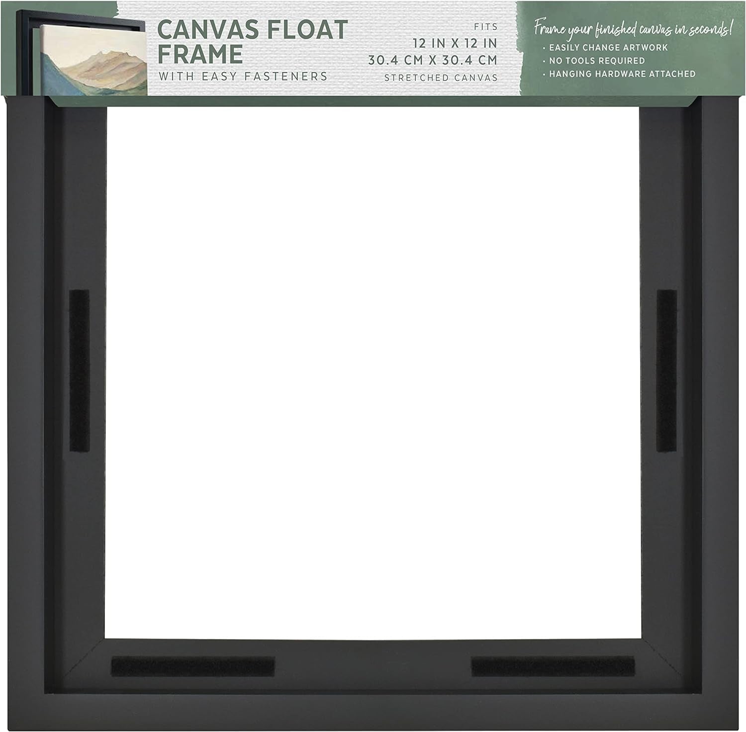 Canvas Float Frames 12X12 Frame, Black Square Frame for Finished Canvases, Vertical &amp; Horizontal Wall Hanging Frame for Canvas Paintings (1-Pack)
