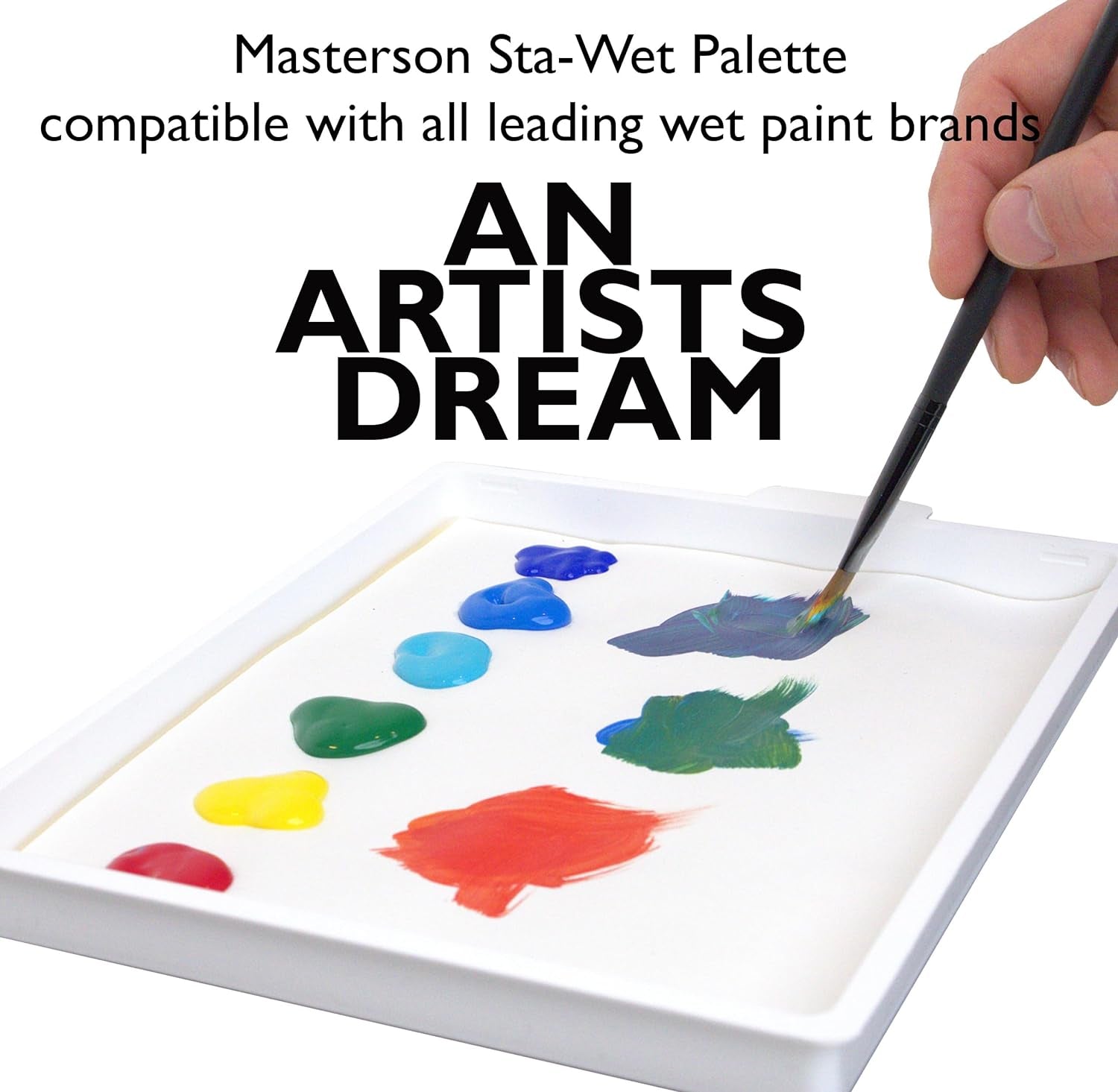 Sta-Wet Handy Palette Bundled Set, 8.5In X 7In Airtight Wet Palette, Keep Wet Paint Fresh Days + 30 Sta-Wet Acrylic Paper Refills + 1 Sta-Wet Sponge Refill + NOIS Dry Wipes Pack