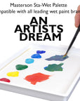 Sta-Wet Handy Palette Bundled Set, 8.5In X 7In Airtight Wet Palette, Keep Wet Paint Fresh Days + 30 Sta-Wet Acrylic Paper Refills + 1 Sta-Wet Sponge Refill + NOIS Dry Wipes Pack