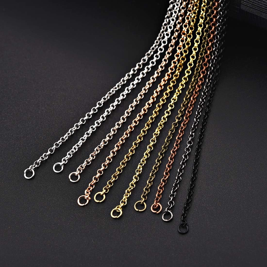40 Packs 10 Colors Brass Necklace Chains 21 Inch Link Cable Chain Necklace with Lobster Clasps Bulk for Jewelry Making
