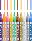 Acrylic Paint Pens for Rock Painting, Fabric, Wood, Canvas, Metal, Ceramic, Glass, 12 Colors Paint Marker Set, Non-Toxic, Quick Drying