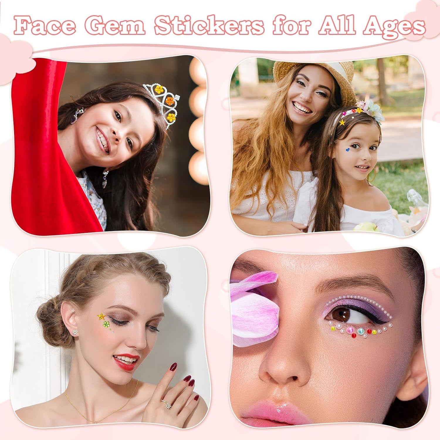 3500 Pcs Gems Stickers for Kids Crafts, 10 Sheets Self Adhesive Gems Jewels Stickers for Crafts, Bling Gemstone Stickers Decorative Diamond for Makeup & DIY, Multi Colors, Shapes, Sizes