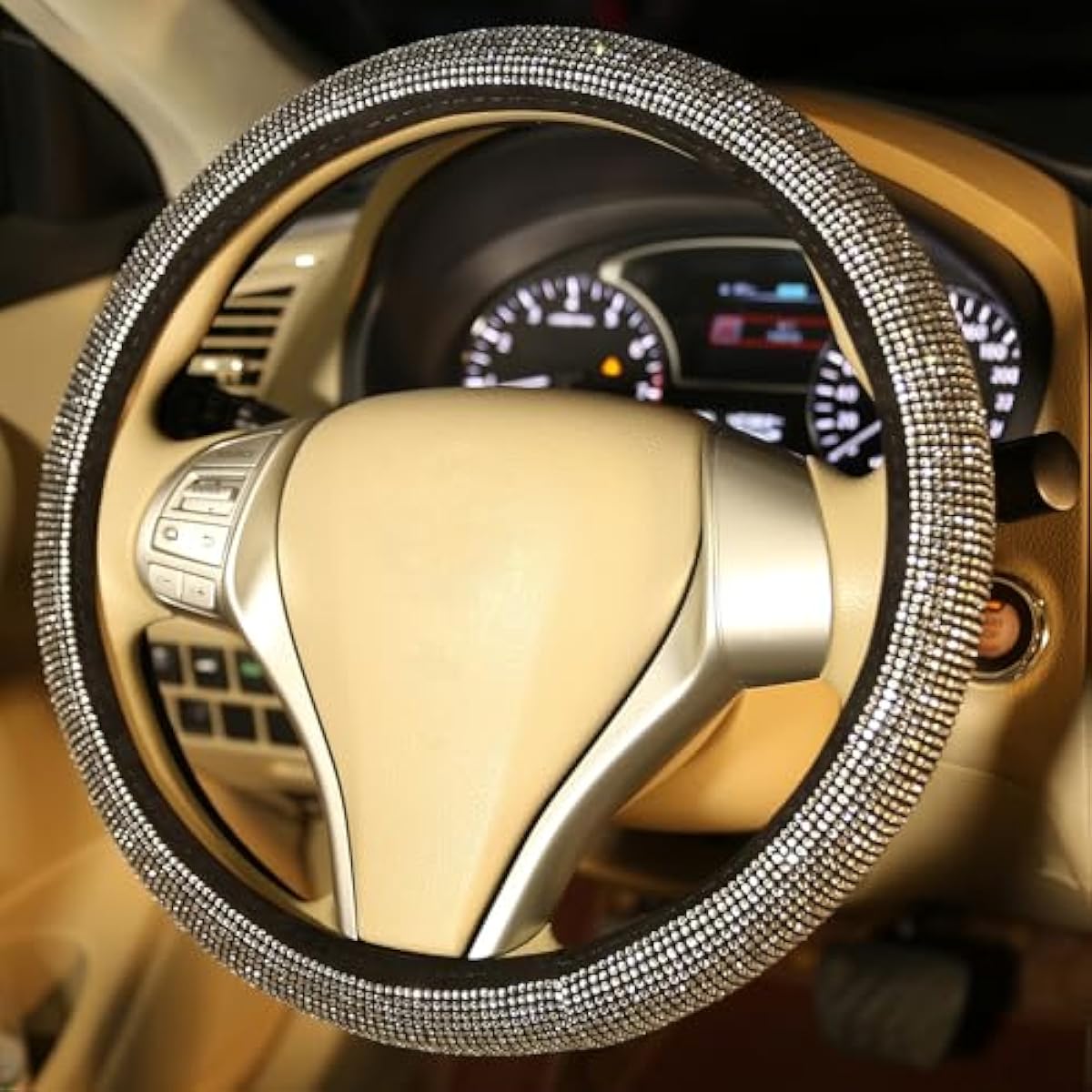 Luxury Diamond Rhinestone Steering Wheel Cover – Universal Fit &amp; Anti-Slip