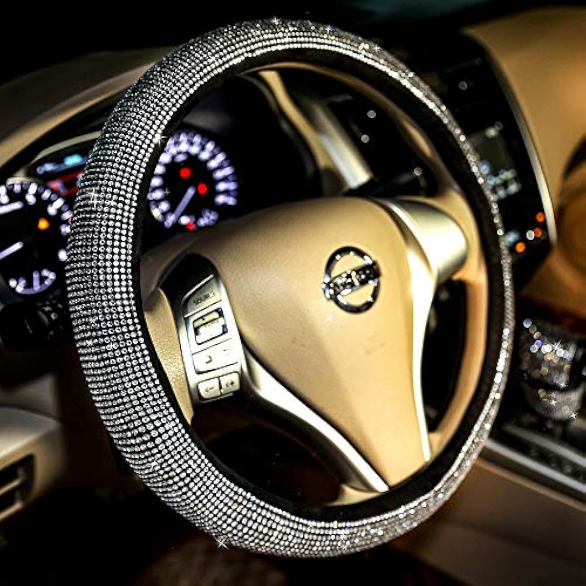 Luxury Diamond Rhinestone Steering Wheel Cover – Universal Fit &amp; Anti-Slip