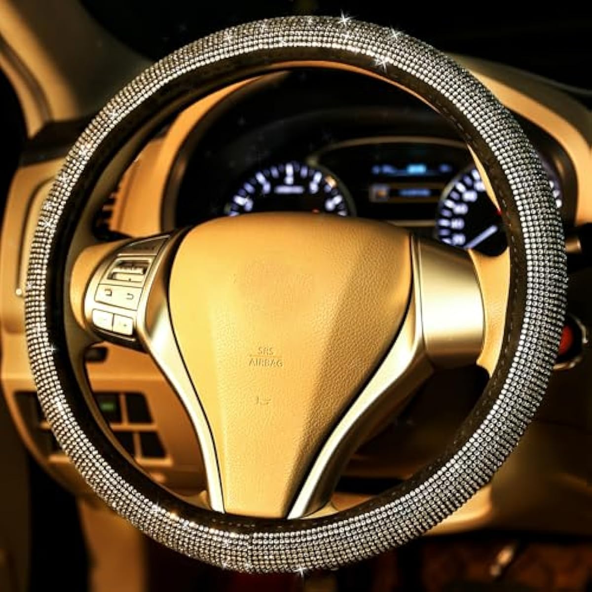 Luxury Diamond Rhinestone Steering Wheel Cover – Universal Fit &amp; Anti-Slip