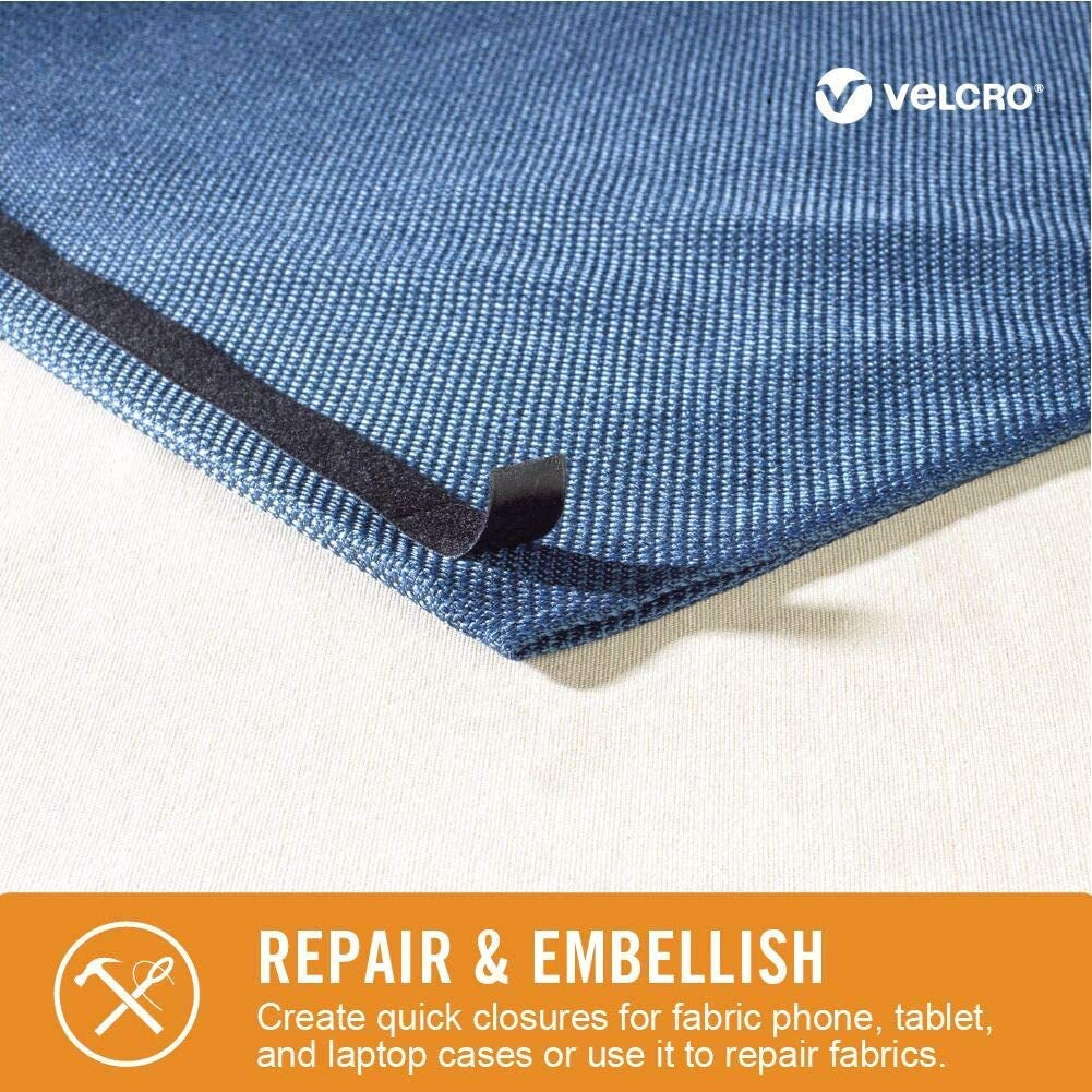 Sticky Back for Fabrics, 10 Ft Bulk Roll No Sew Tape with Adhesive, Cut Strips to Length Peel and Stick Bond to Clothing for Hemming Replace Zippers and Snaps, Black
