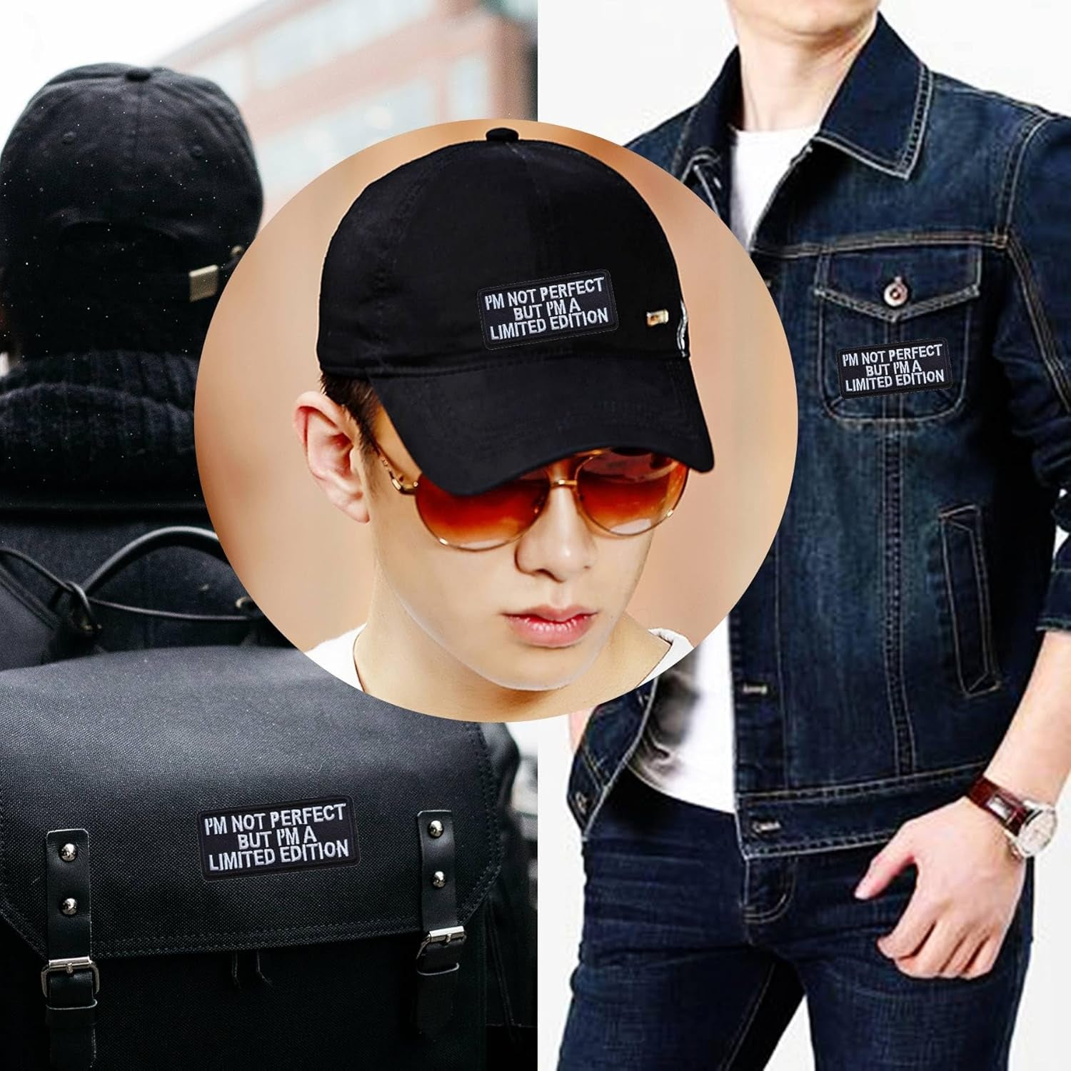 Embroidered Phrase Patches, 2Pcs "I'M Not Perfect but a Limited Edition" Iron on Sew on Patch Repair Accessories for Hats Bags Clothes Jacket Jeans Backpacks