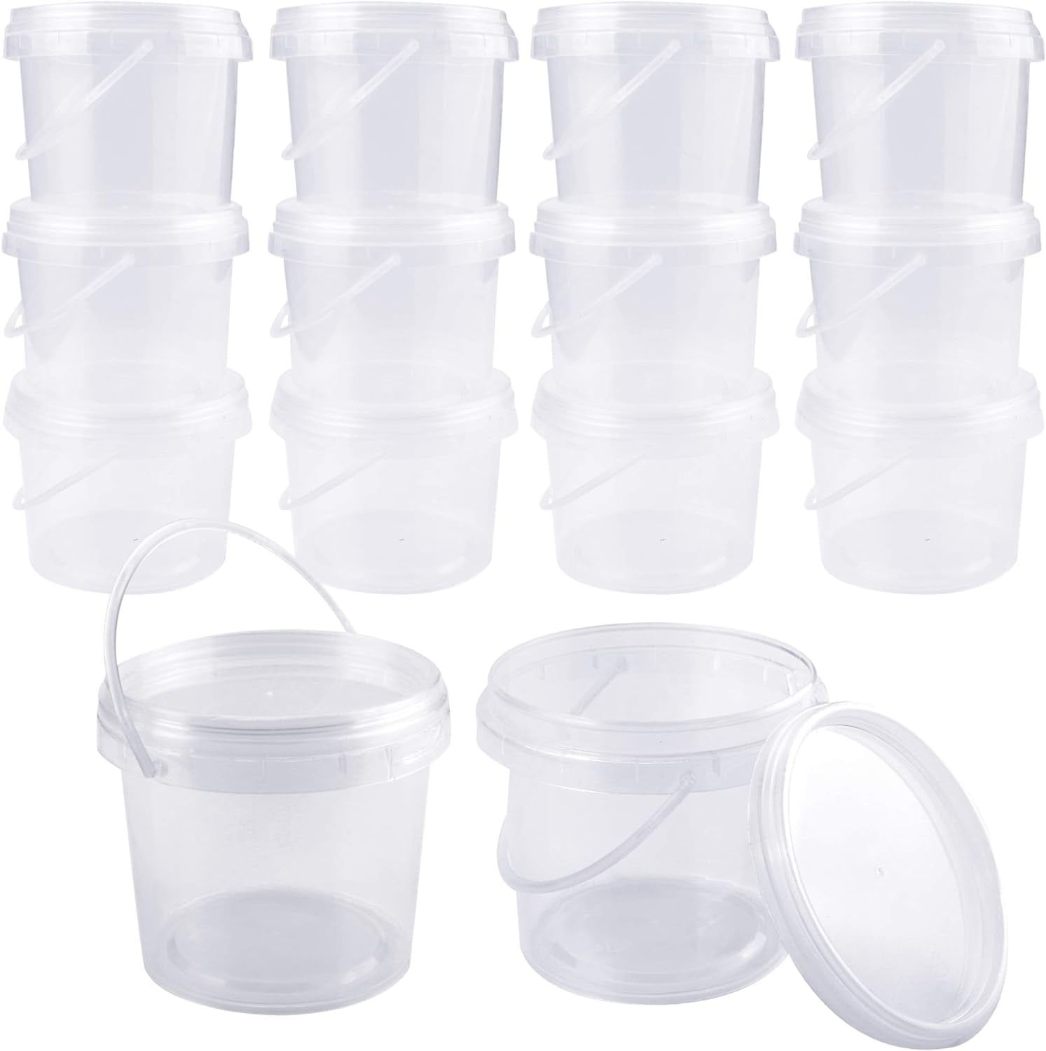 15 Pack 8 Oz Slime Containers with Lids and Handles,Mini Toy Storage Case