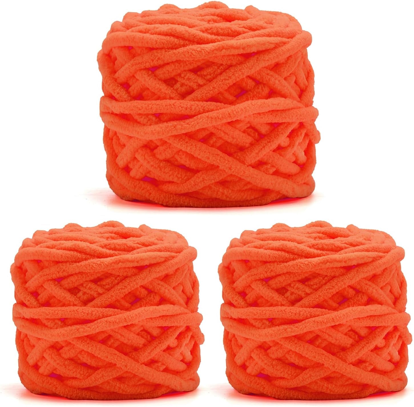 Blanket Yarn 3 Pack of 100G/3.5Oz - White Chenille Yarn 6 Super Bulky - Knitting, Crocheting &amp; Crafts Chunky Yarn
