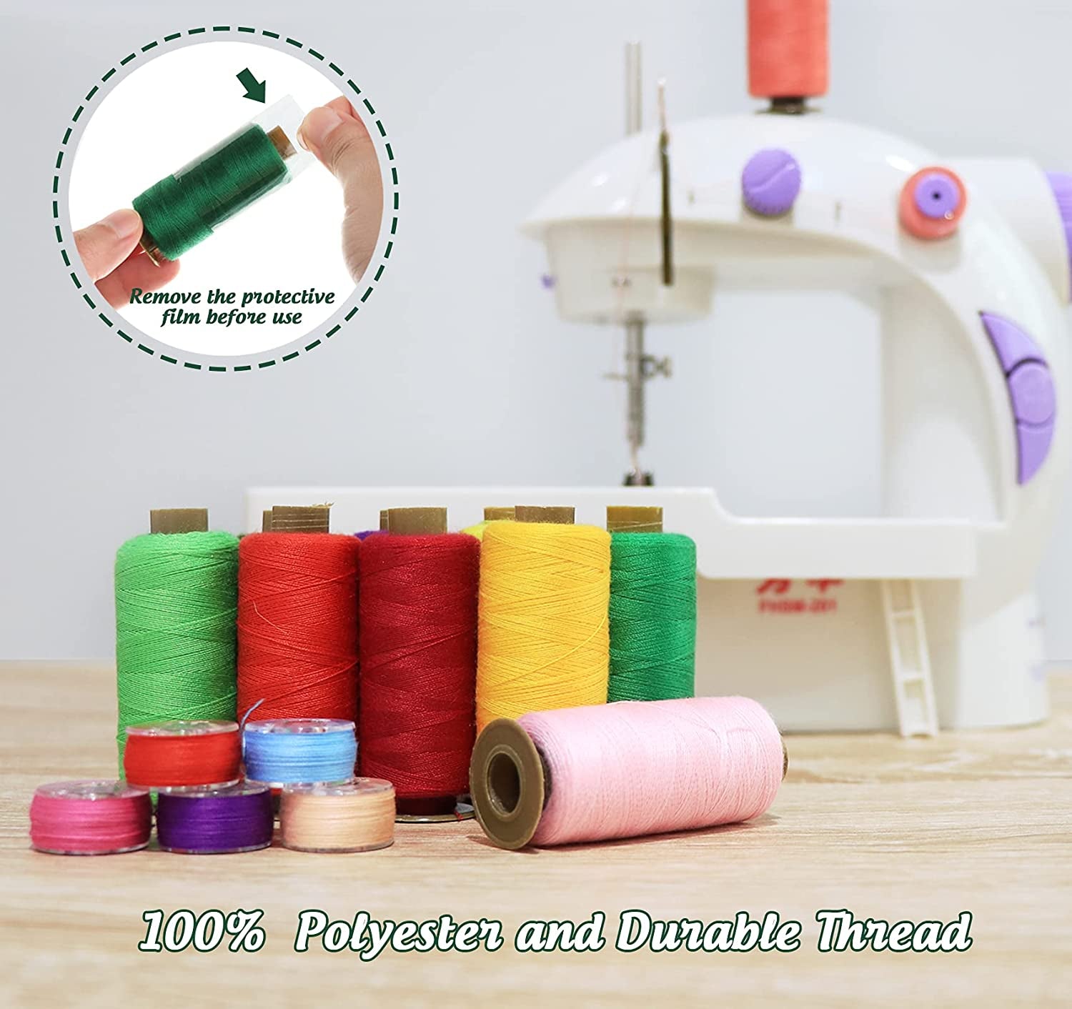 95Pcs Bobbins Sewing Thread Kits, 400 Yards per Sewing Thread Polyester Spools with Case 45 Colors Sewing Supplies, Prewound Bobbin for Brother Singer Janome Hand &amp; Machine Sewing