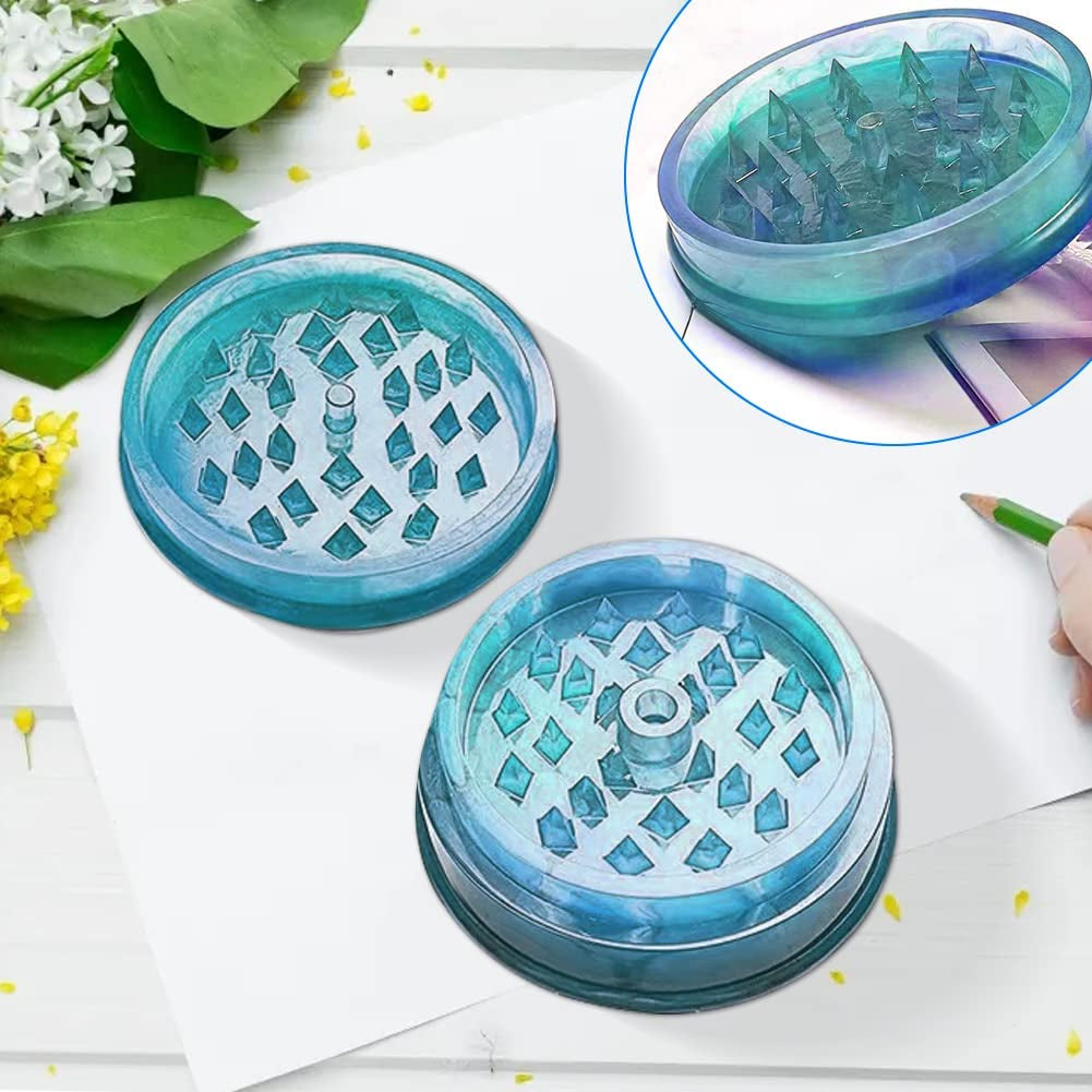 5 PCS Resin Molds Silicone Molds for Epoxy Resin with Large Rolling Tray Mold and Grinder Mold for Grind and Storage DIY Resin Casting