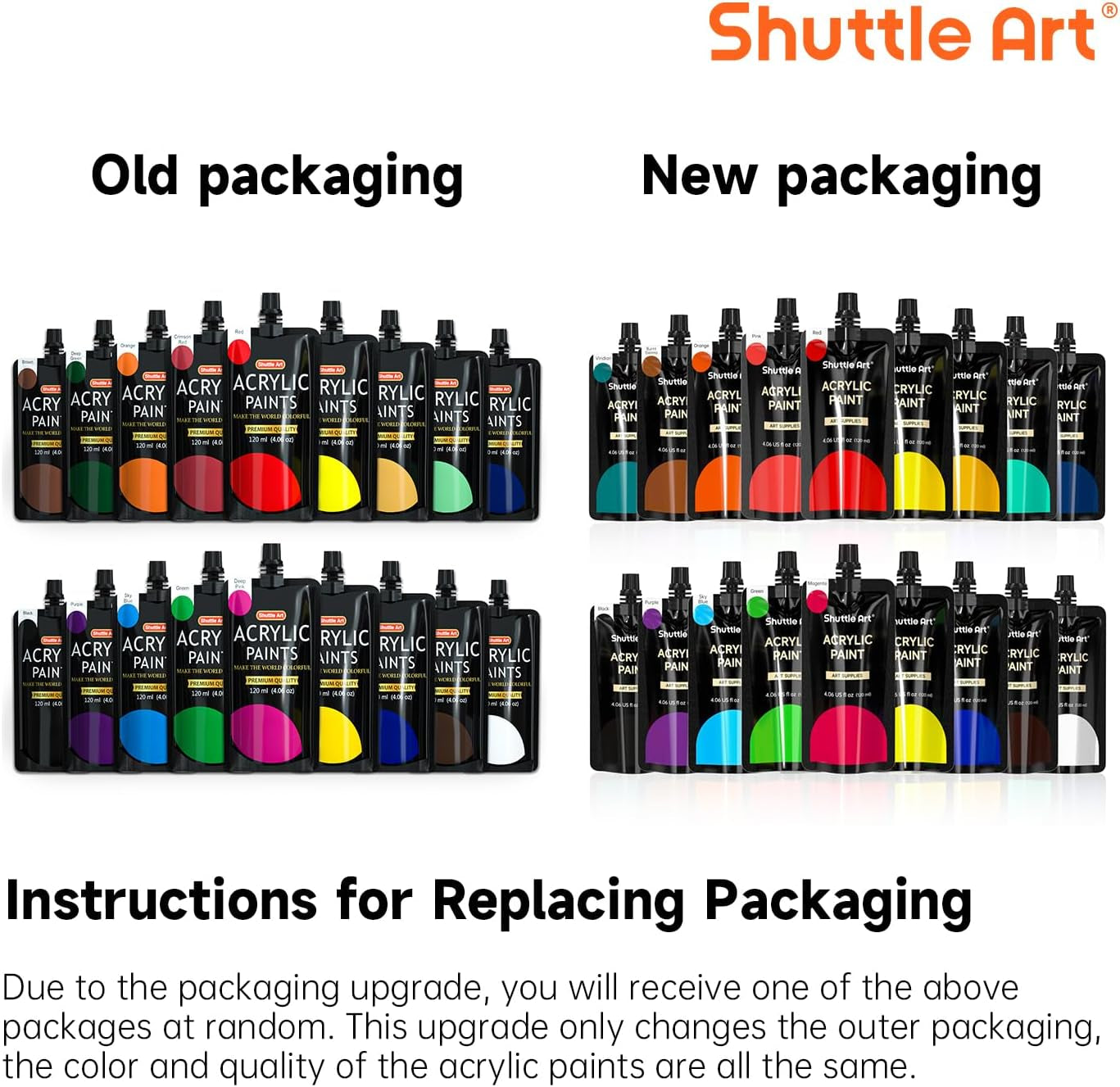 Acrylic Paint, 18 Colors Acrylic Paint Pouches (120Ml/4.06Oz), Artist Grade Acrylic Paint Set, Rich Pigments, Non-Toxic for Artists, Beginners and Kids on Rocks Crafts Canvas Wood Ceramic