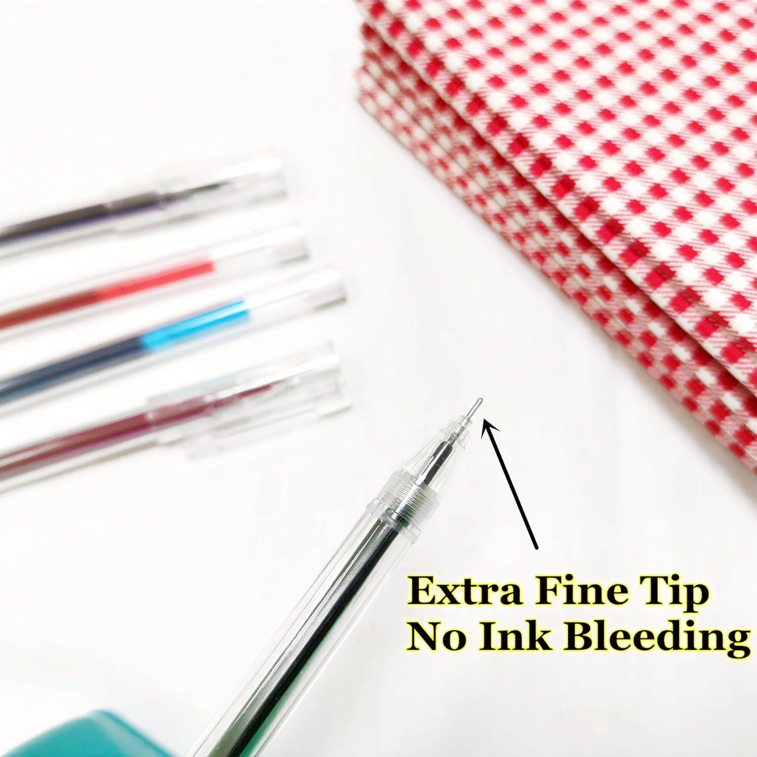 5 Colors Extra Fine Tip Water Erasable Fabric Marking Pen with 10 Free Refills for Cross Stitch, Embroidery, Sewing, Quilting