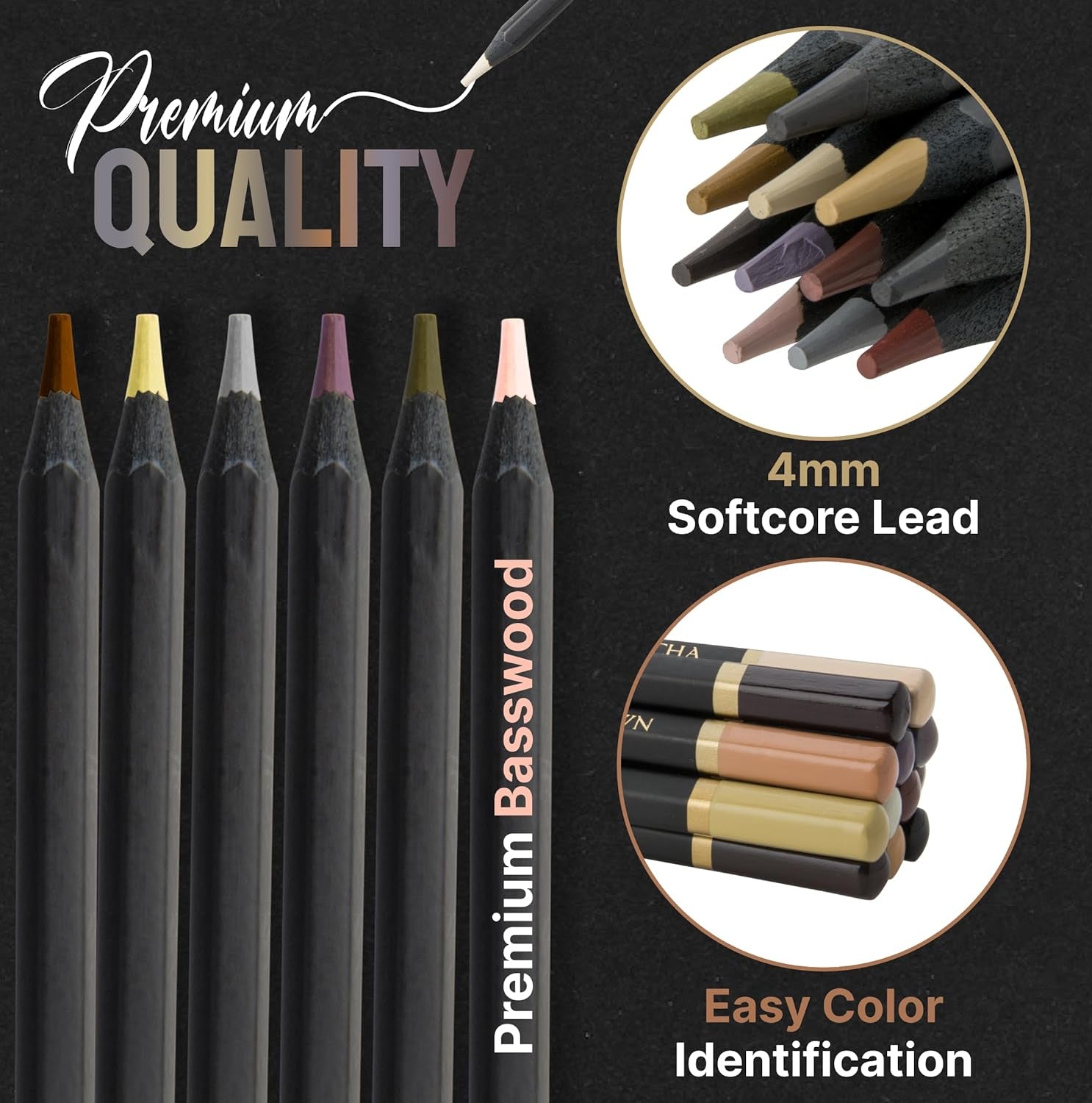 Skin Tone Colored Pencils for Adult Coloring, 12 Color Pencils for Portraits and Skintone Artists, a Complete Color Range of Soft Core Colored Pencils, Now with Light Fast Ratings.