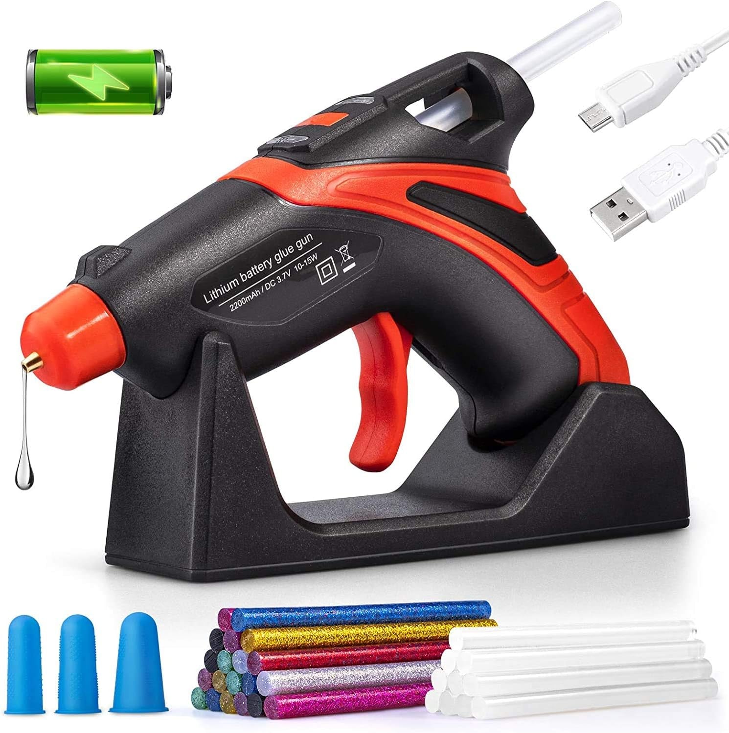 Cordless Hot Glue Gun,Fast Preheating Gun Kit with 30 Pcs Sticks,Usb Rechargeable Melt Tools for Quick Home Repairs, Arts, Crafts, DIY and Festival Decorations