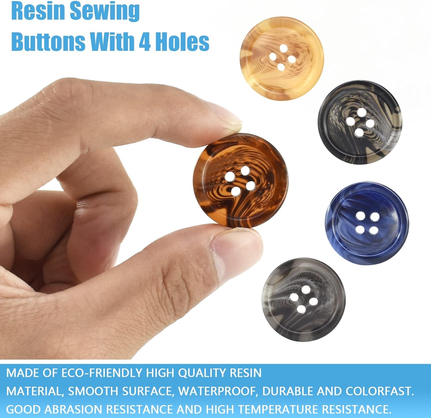 90Pcs Faux Buffalo Horn Suit Coats Buttons 5 Color 3 Sizes 15Mm, 20Mm, 25Mm Buttons Set for Suits, Sport Coat, Uniform, Jackets Sleeves and Pants (Royal Blue, Beige, Gray, Black, Coffee)