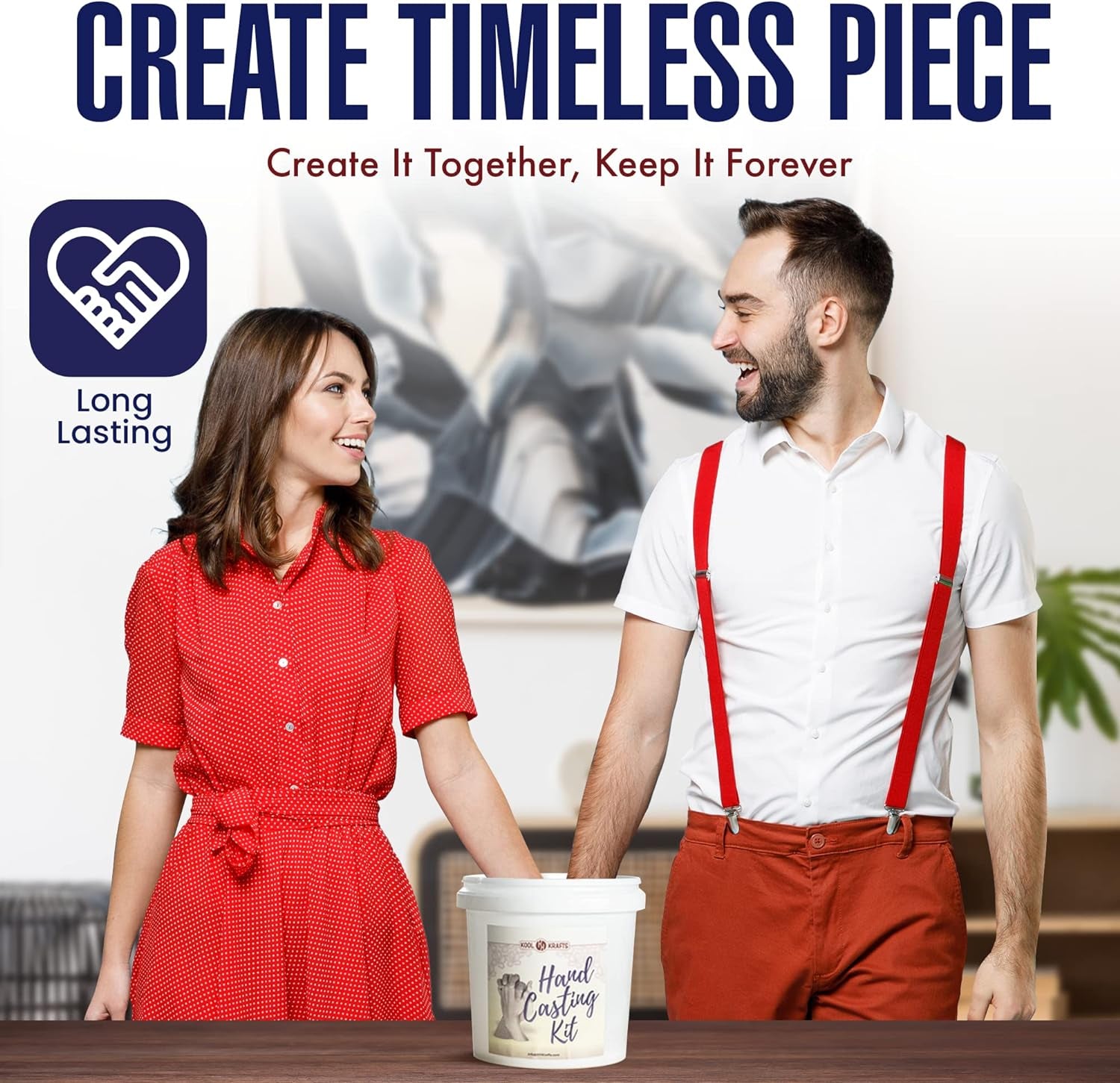 Hand Casting Kit for Couples, DIY Plaster Statue Molding Kit, Wooden Mahogany Base DIY Hand Mold Kit, Anniversary for Men, Women, Wedding Gift, Mother&#39;S Day Gifts for Wife, Valentine&#39;S Day Gift