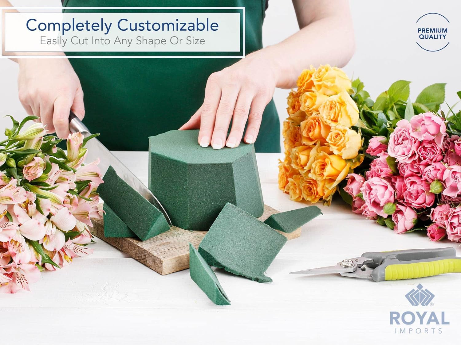 Floral Foam Blocks Wet Dry for Fresh or Artificial Flower Arrangements, Florist Styrafoam Bricks, 6 Pcs, Green