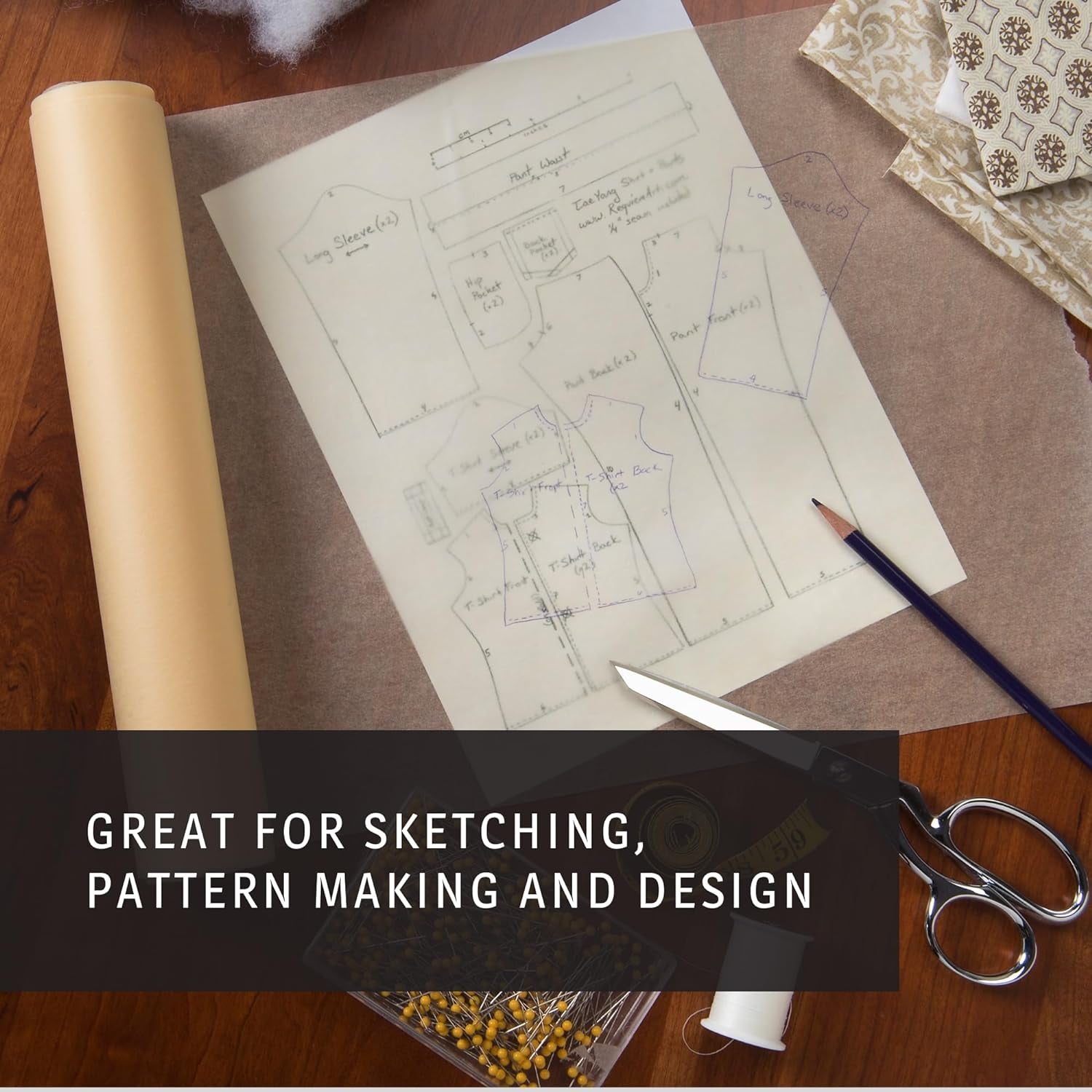 Sketching & Tracing Paper Roll, Canary Yellow, 12 Inches X 50 Yards (2-Pack) 100 Yards Total - for Drawing, Trace, Sketch, Sewing Pattern