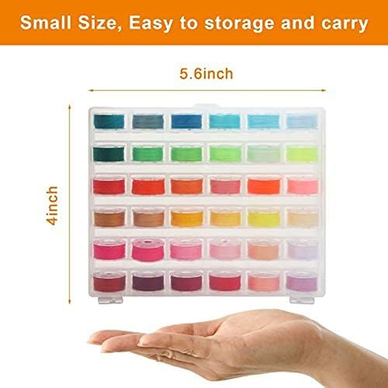72 Pcs Prewound Bobbins Sewing Threads Standard Size and Assorted Colors Thread Bobbins with Bobbin Case for Brother/Babylock/Janome/Elna/Singer Embroidery Machine (72 Colors)