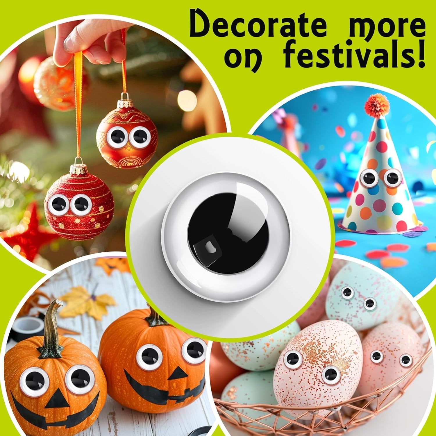 1200Pcs Black Wiggle Googly Eyes, 3D round Plastic Sticker Eyes, Self-Adhesive Eyes DIY Scrapbook Crafts Decoration, Crafts Gifts for Kids Age 4+ (4Mm-12Mm)