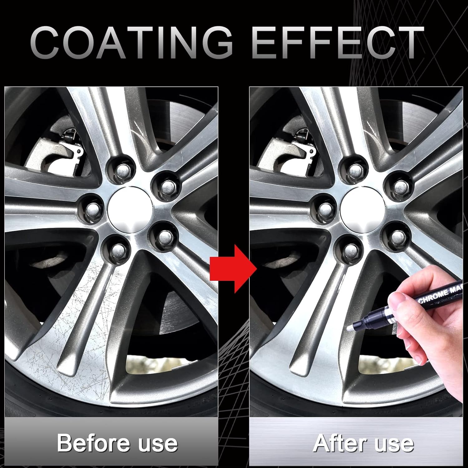 5Pcs Silver Liquid Mirror Chrome Markers, Oil-Based Permanent Chrome Paint Pens for Model Painting, Repairing, Marking or DIY Art Projects, Waterproof Reflective Gloss Metallic Markers