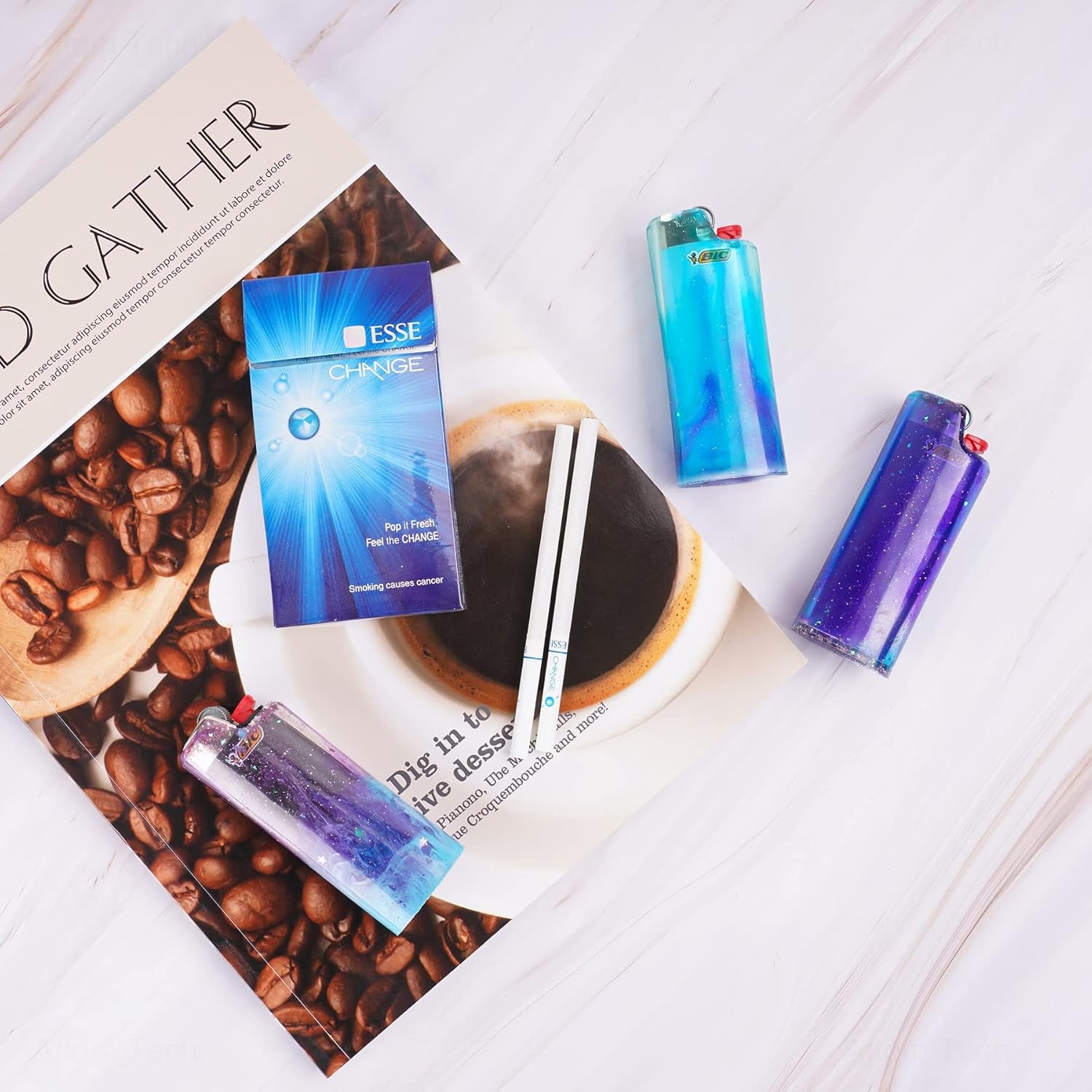 2PCS Pocket Lighter Case Epoxy Resin Silicone Mold &amp; Glitter Pack, Work for Standard Size BIC J6 Lighter Protective Cover Sleeve Pouch Wrap Holder DIY Art Craft (Classic/Full/Maxi/Regular/J6)