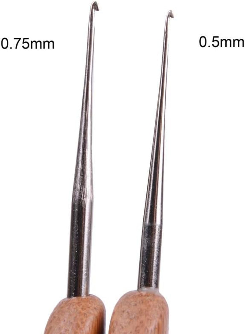 2Pcs/Set Dreadlock Crochet Hook for Hair Dreadlock Needle Tool for Craft Dreadlock Crochet Needles (1 Hook 0.5Mm + 1 Hook 0.75Mm)