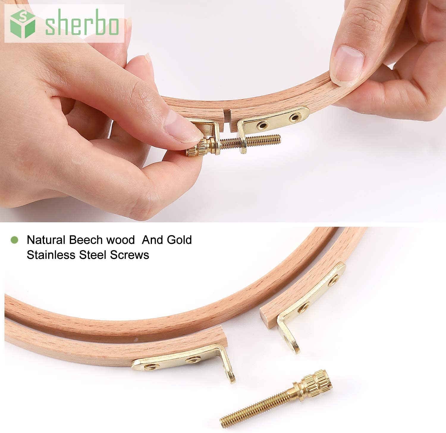 3 Pieces Beech Wood Embroidery Hoops Set by 4 Inch to 6 Inch Circle Hoop Ring Cross Stitch Cotton for DIY Embroidery Floss Starter of Sewing Art Kits Crafts