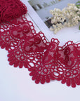 Venice Lace Trim 4 Inch Wide Lace Trim Lace Edge Trim Floral Venice Lace Ribbon Embroidered Lace Wedding Applique DIY Sewing Crafts(Dark Burgundy)