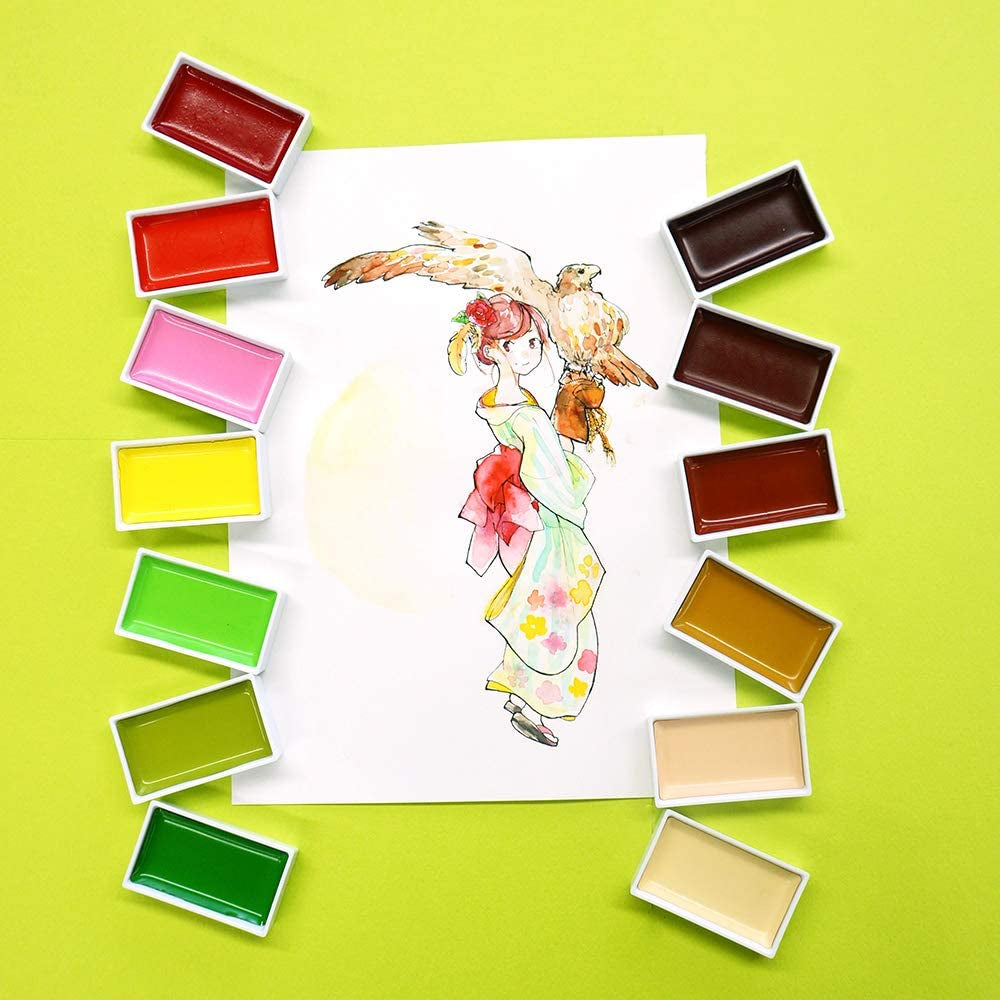 Gansai Tambi 48 Colors Set, Watercolor Paint Set, Professional-Quality for Artists and Crafters, for Adult, Ap-Certified, Made in Japan