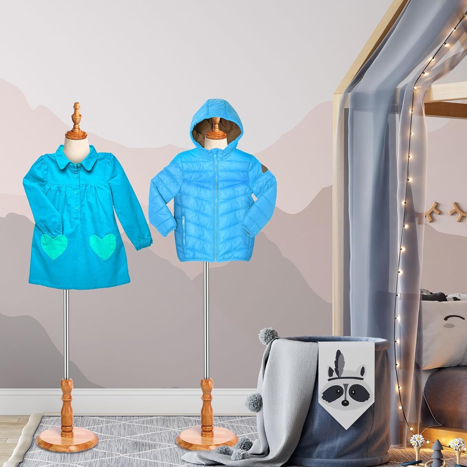 2 Pcs Kid Dress Form Old Adjustable Toddler Clothes Mannequins Children'S Mannequin with Wooden Base for Window Counter Studio Clothing Store Display (3-4 Years)