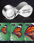3 Pieces Jewelers Eye Loupe Set 10X, 20X and 30X Pocket Jewelry Loupe, Jewelers Eye Magnifying Glass Magnifier for Jewelry Coins Gems Stamps Watches Supplies (Silver)