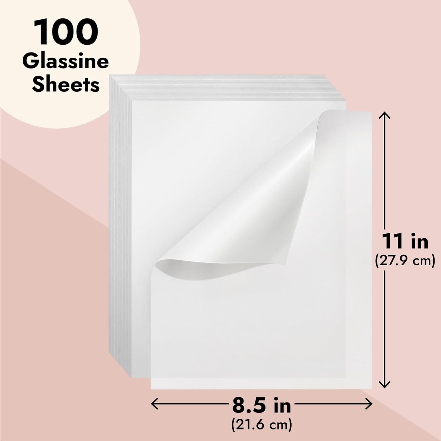 100 Pack Glassine Paper Sheets (8.5 X 11") - Onion Skin Paper for Artwork, Drawings, Arts and Crafts, DIY Projects