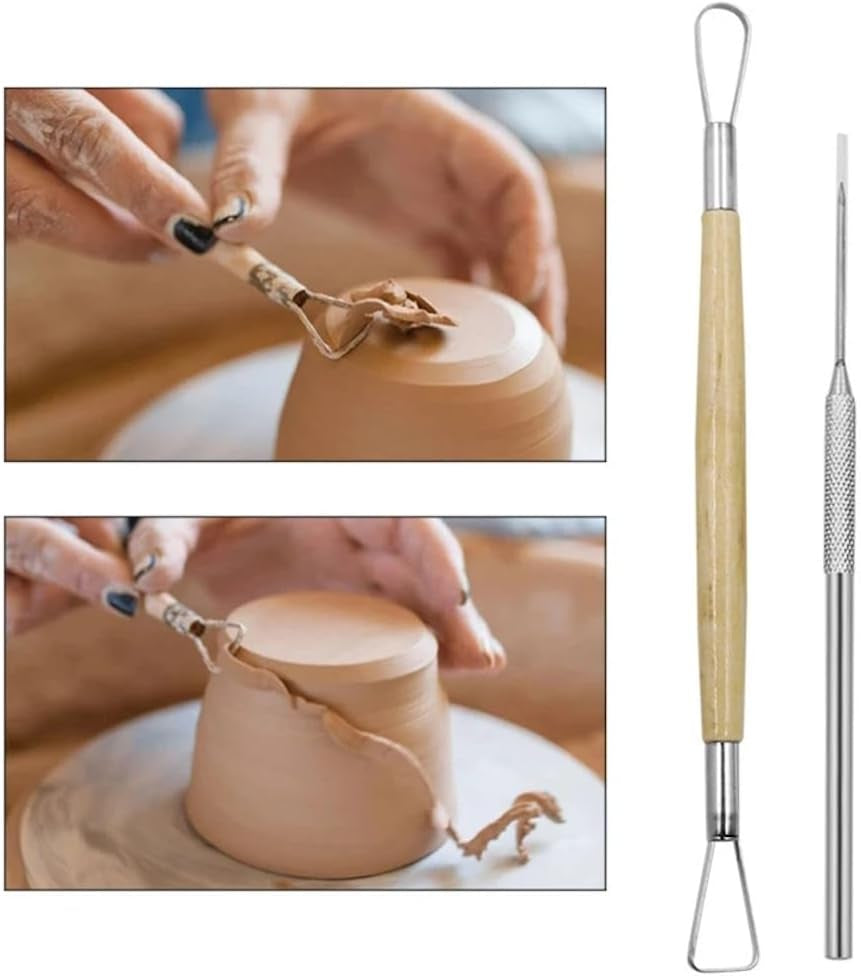 8 Pcs Ceramic Clay Tools Set, Wooden Clay Wax Pottery Sculpting Modeling Tool Kits Pottery Smoothing Cleaning Carving Shaping Cutting Tools
