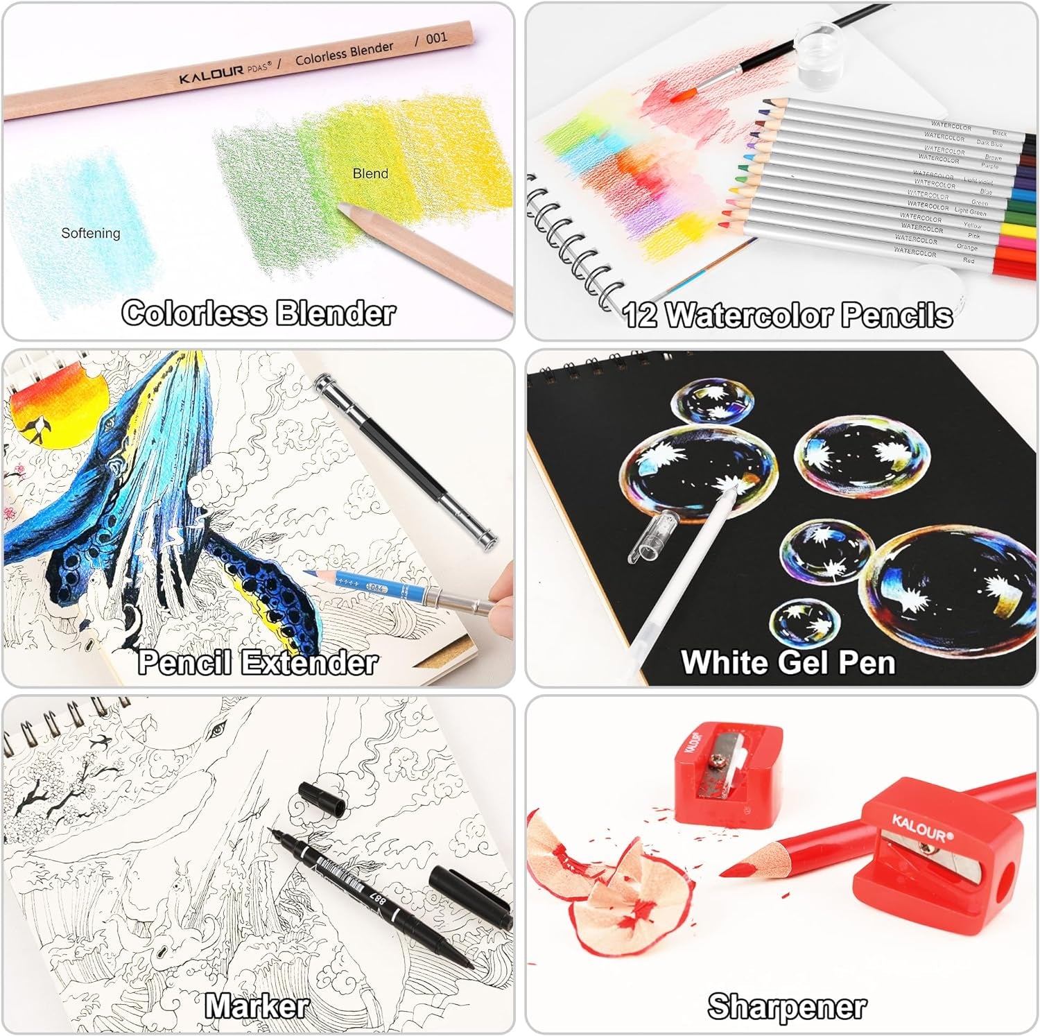 200 PCS Colored Pencils Set for Adult Coloring Books with Tutorial & Color Chart, 180 Artists Colored Pencils, 12 Watercolor Pencils, Art Supplies Gift, Portable Zipper Case