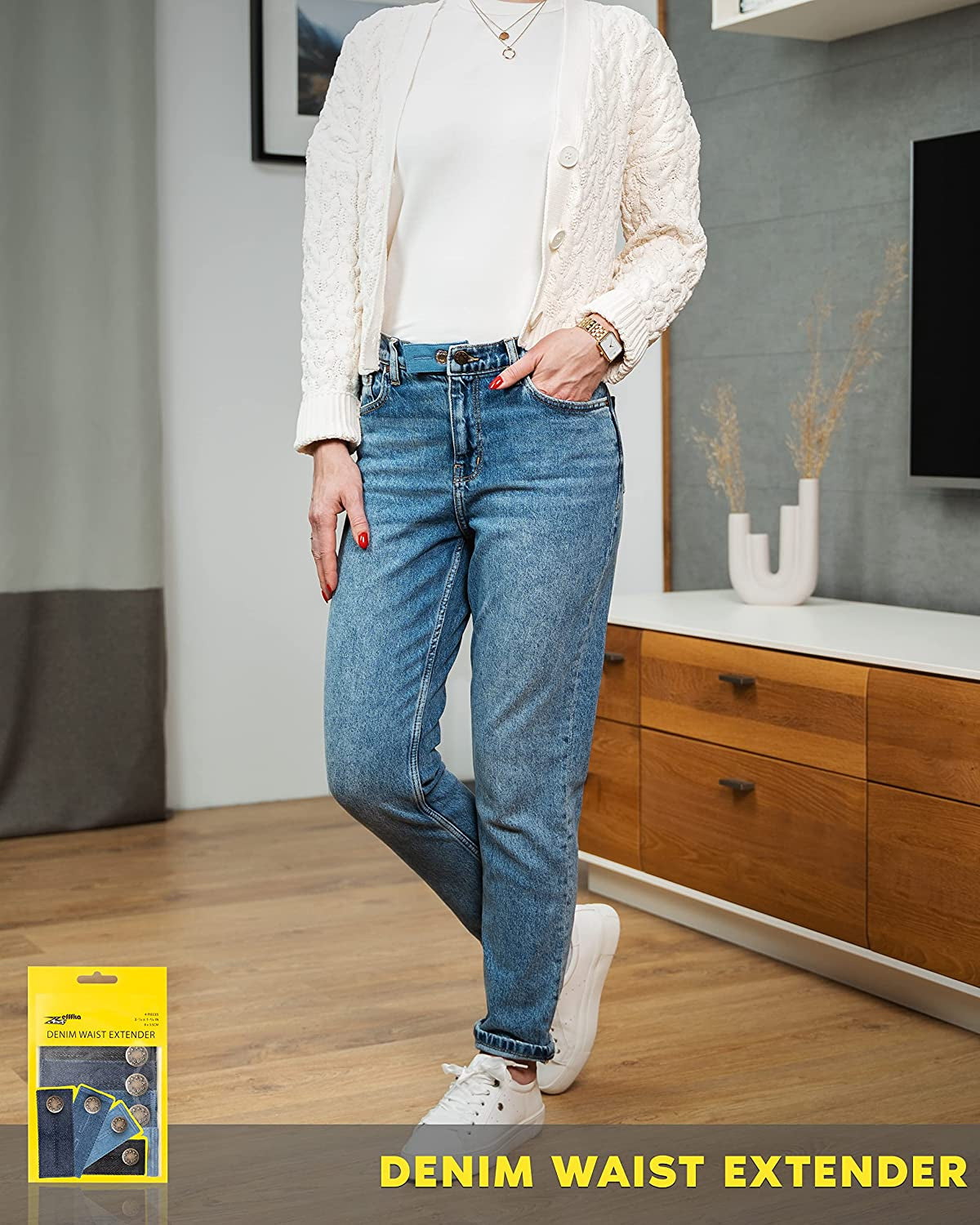 Denim Waist Extender Button for Jeans and Skirt Comfy Metal Buttons 4 Pcs Assorted Colors