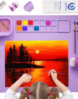 Silicone Painting Mat - Art Mat with Cup, Craft Paint Brush Cleaner Tool &10 Paint Brushes – Thick Large 20 X 16" Paint Mat for Kids & Adults – Washable Erasable Silicone Craft Mat for Artistic Work