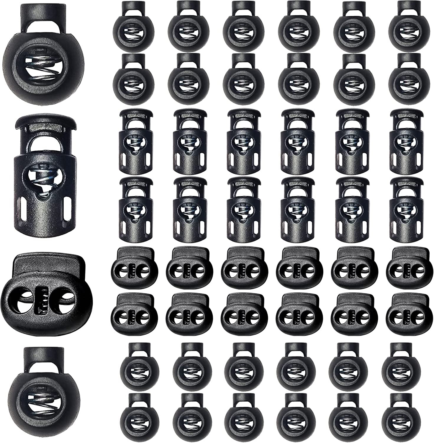 48Pcs Upgraded Plastic Cord Lock, Cord Locks - Draw String Clip with Spring Toggle Stoppers Buttons for Drawstrings, Shoelaces, Paracord