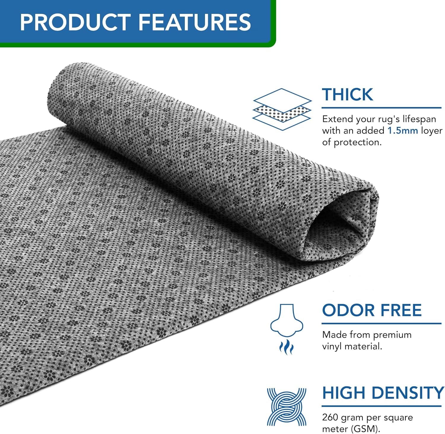 80" X 80" Non Slip Area Rug Pad, Non Skid Rug Backing for Carpet Premium Thick Rug Gripper for Hardwood Floors Ideal Rug Tufting Gun Supplies Rug Making