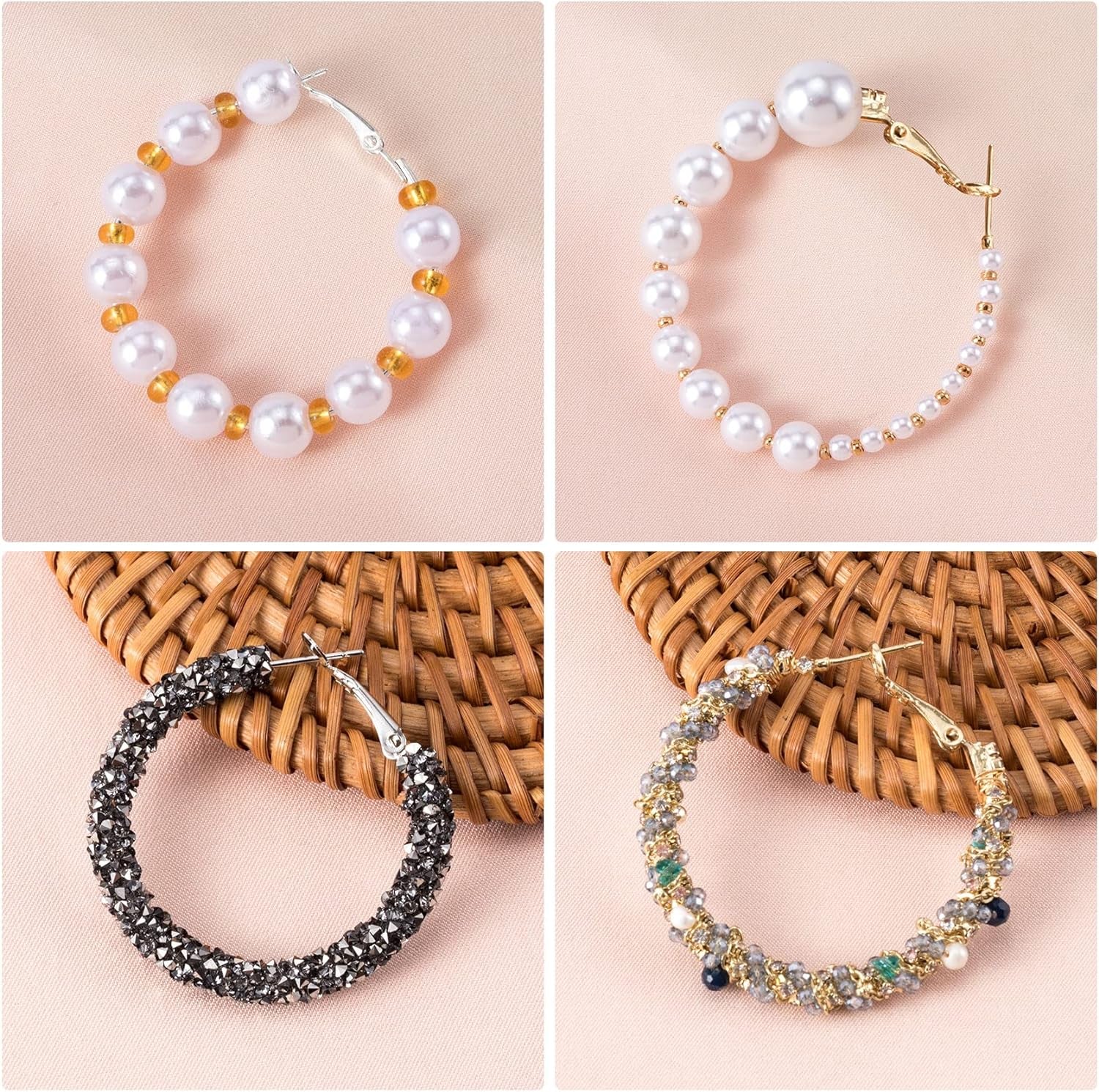 96Pcs Hoop Earrings Finding, Hypoallergenic Alloy round Earring Hoops for Jewelry Making, Open Beading DIY Earrings Craft Art Accessories