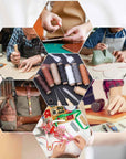 35 Pcs Leather Stitching Pouch Kit with 4Mm Prong Sewing Hole Punch, Leather Sewing Tools, Waxed Thread and Large-Eye Stitching Needles for Beginner Leather Sewing Working Crafting Projects