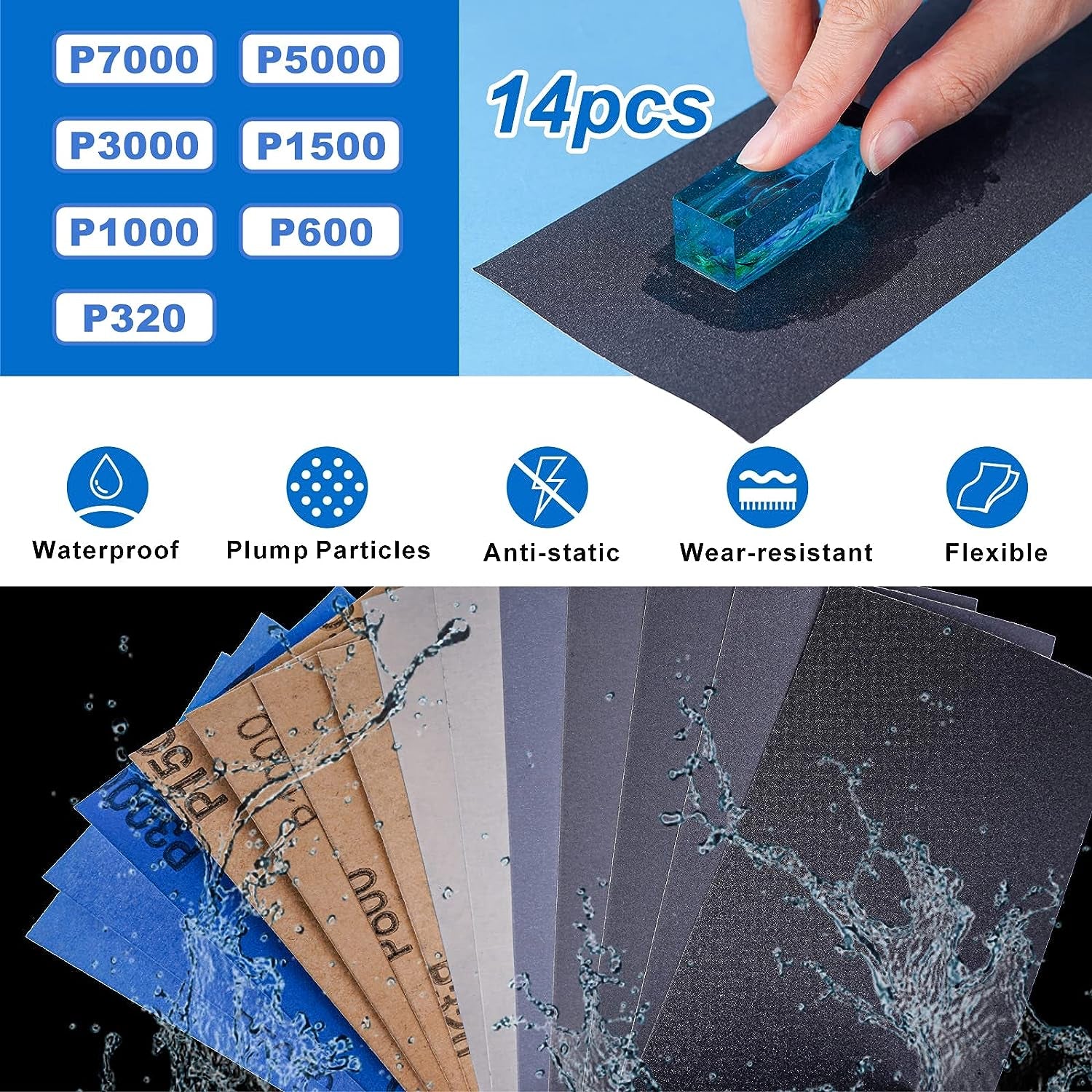 Resin Polishing Strips Kit,33Pcs Resin Supplies with Sandpaper,Resin File Kit &Blocks,Scissors,Wooden Brush,Cloth,Resin Tools for Epoxy Resin,Jewelry Making Supplies,Resin Molds