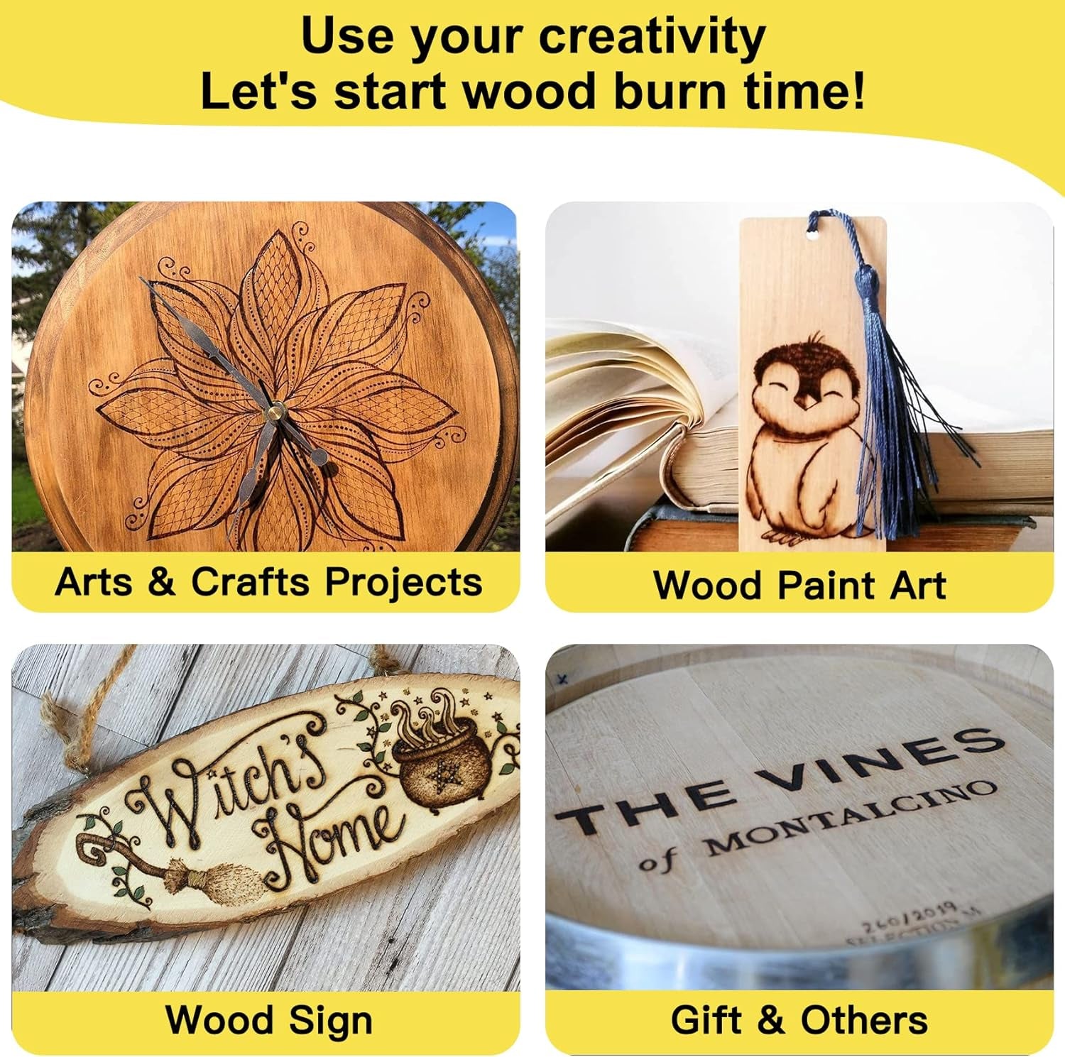 Wood Burning Gel Pen Kit,4 OZ Wood Burning Paste,2 Scorch Pens Double-Sided, 4 Tips, Squeegee, Sandpaper for DIY Heat Sensitive Wood Burning Marker for Wood Crafts Suitable Artists Beginners